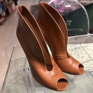 Gianvito Rossi Brown Heeled Boots with Peep-Toe